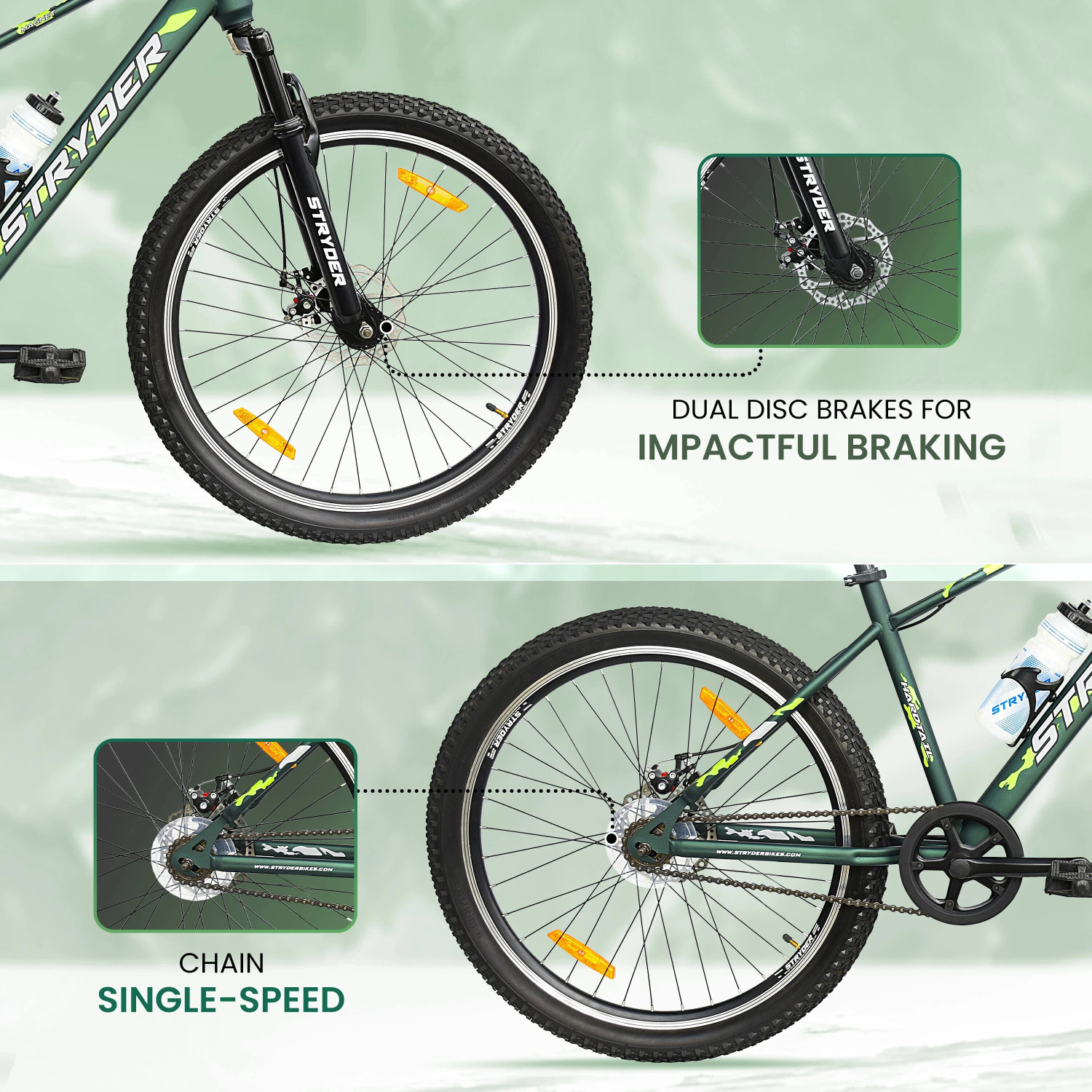 Image of STRYDER Magnet 26 inch Single Speed Bicycle with Disc Brakes & Front Suspension | 26 T (inch) Mountain Cycle