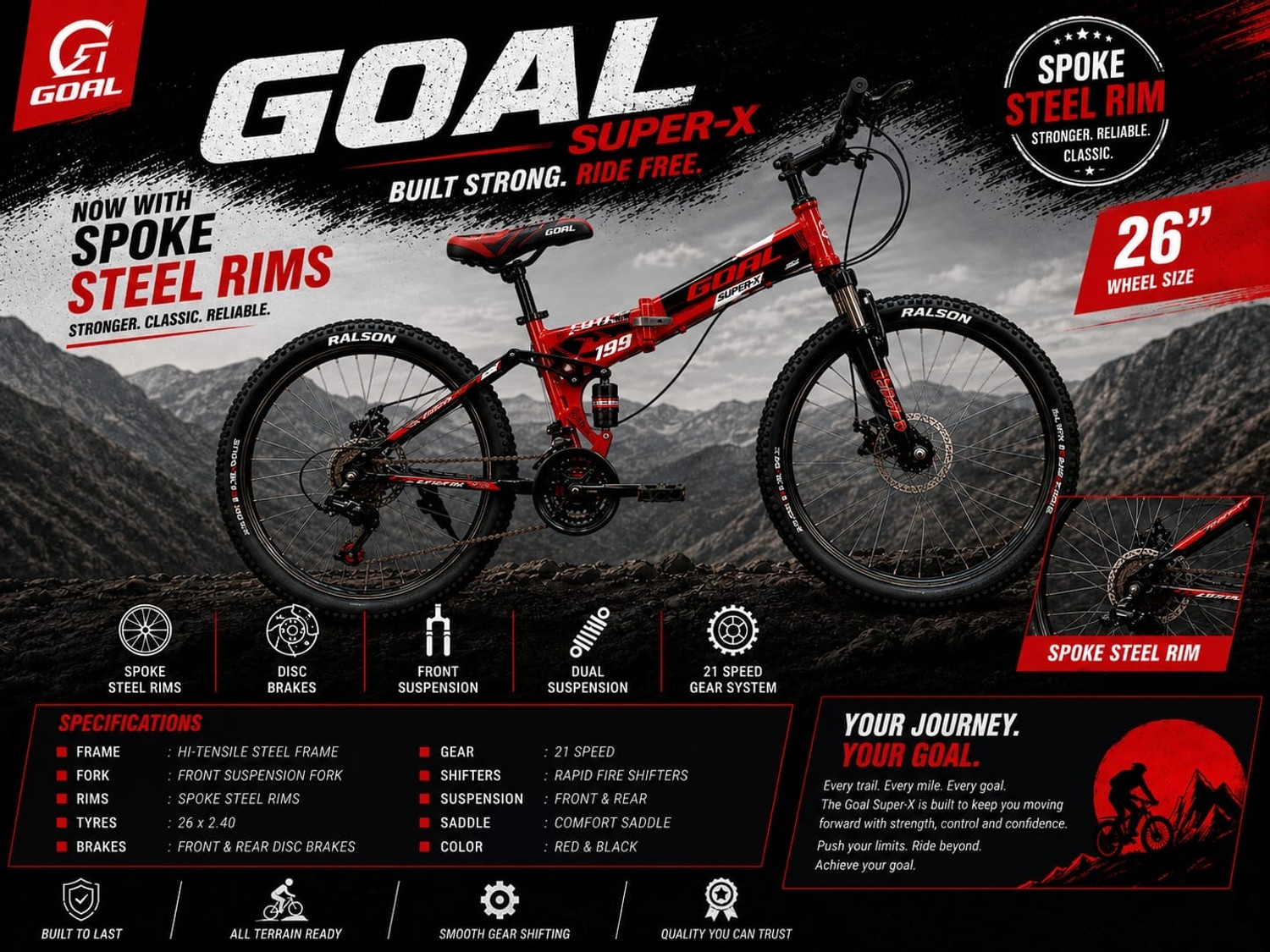 Image of GOAL FOLDING NANO RED 26 T SUPER-X FOLDING BIKES|FOLDING CYCLE 26 T (inch) Folding Bikes /Folding Cycle