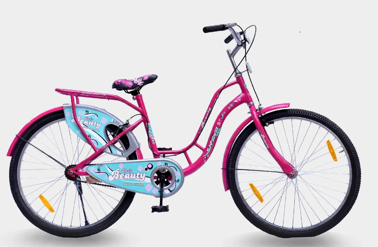Image of Sunflower Lady Beauty 26T Single Speed Ladies Bicycle for Girls & Women Pink 26 T (inch) Roadster Cycle