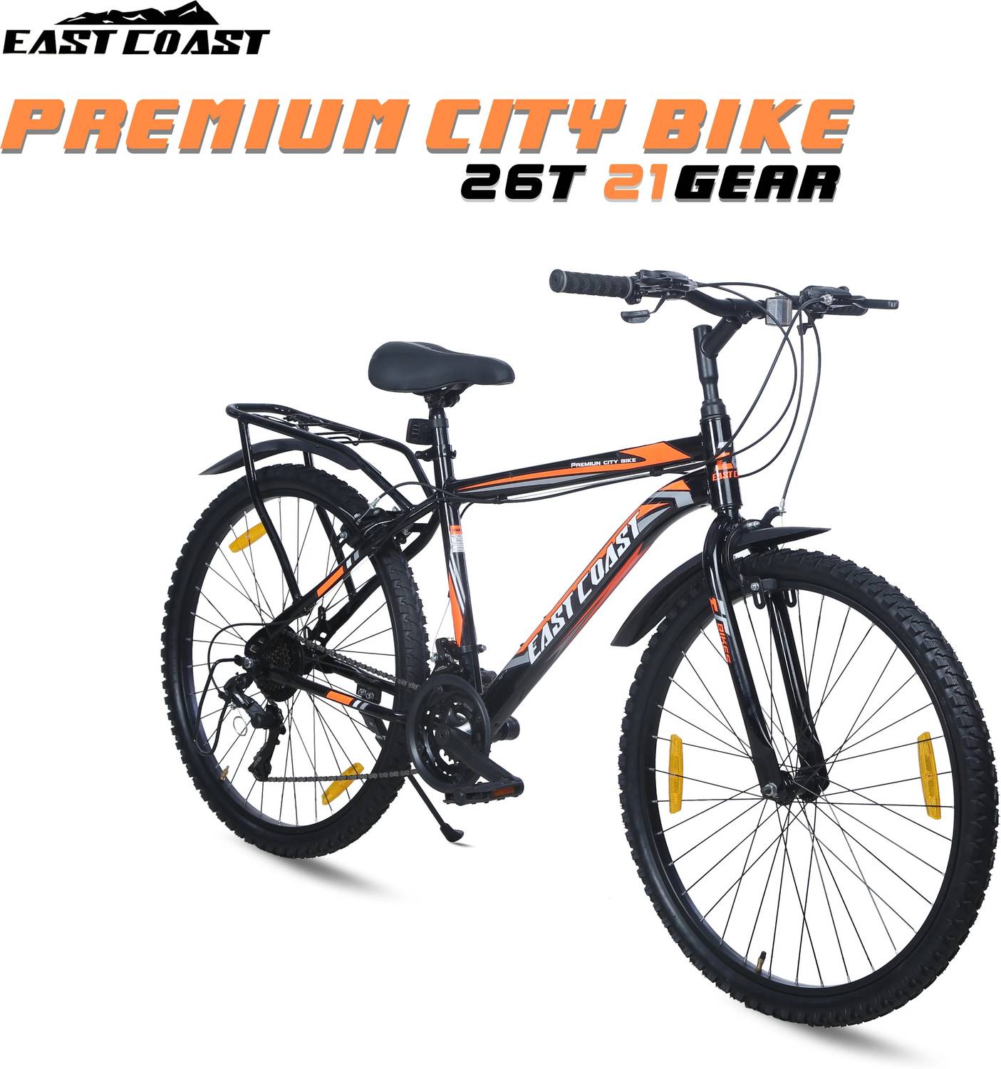 EAST COAST Premium City Bike/cycle 26t with Inbuilt Carrier ( 21
