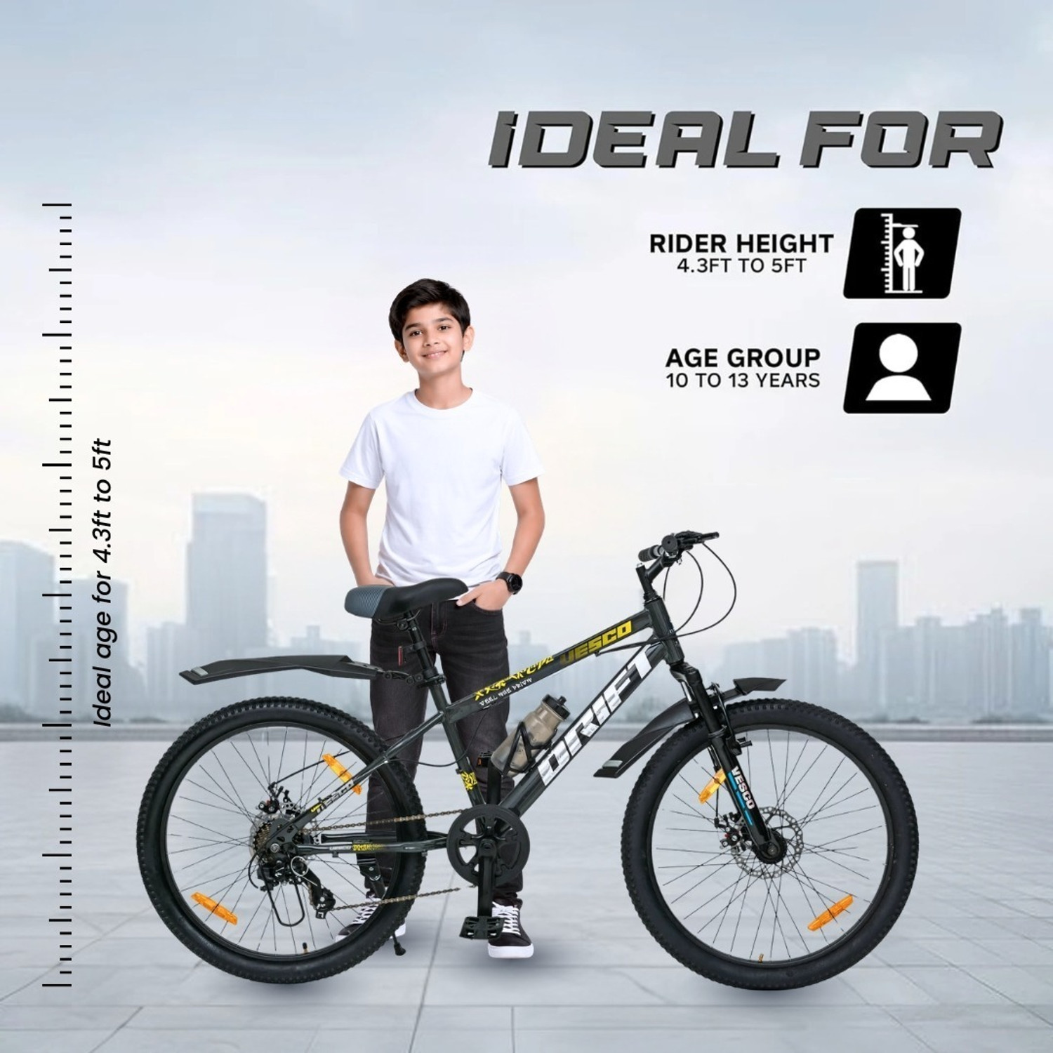 VESCO Drift 24T Kids 7 Gear Cycle for boys & girls age 9 to 13 24T MTB ...