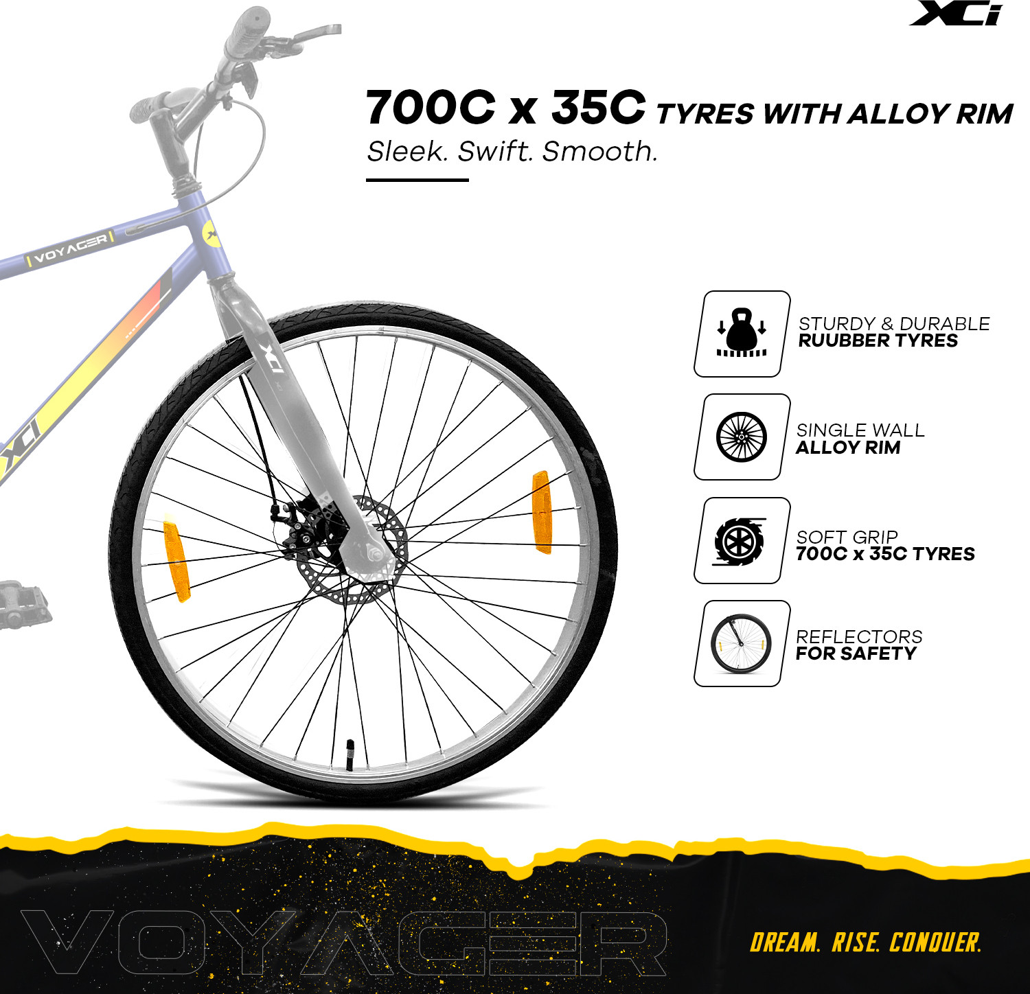 Image of XCi Voyager 700C Single Speed Hybrid /City Cycle with Dual Disc Brakes Blue 700C T (inch) Hybrid Cycle /City Bike