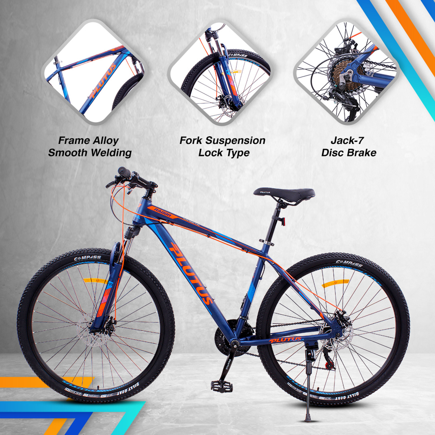 Image of PLUTUS Radon Alloy MTB Cycle Age-12+ with Dual Disc Brake, Multi Speed (Orange) 29 T (inch) Mountain Cycle