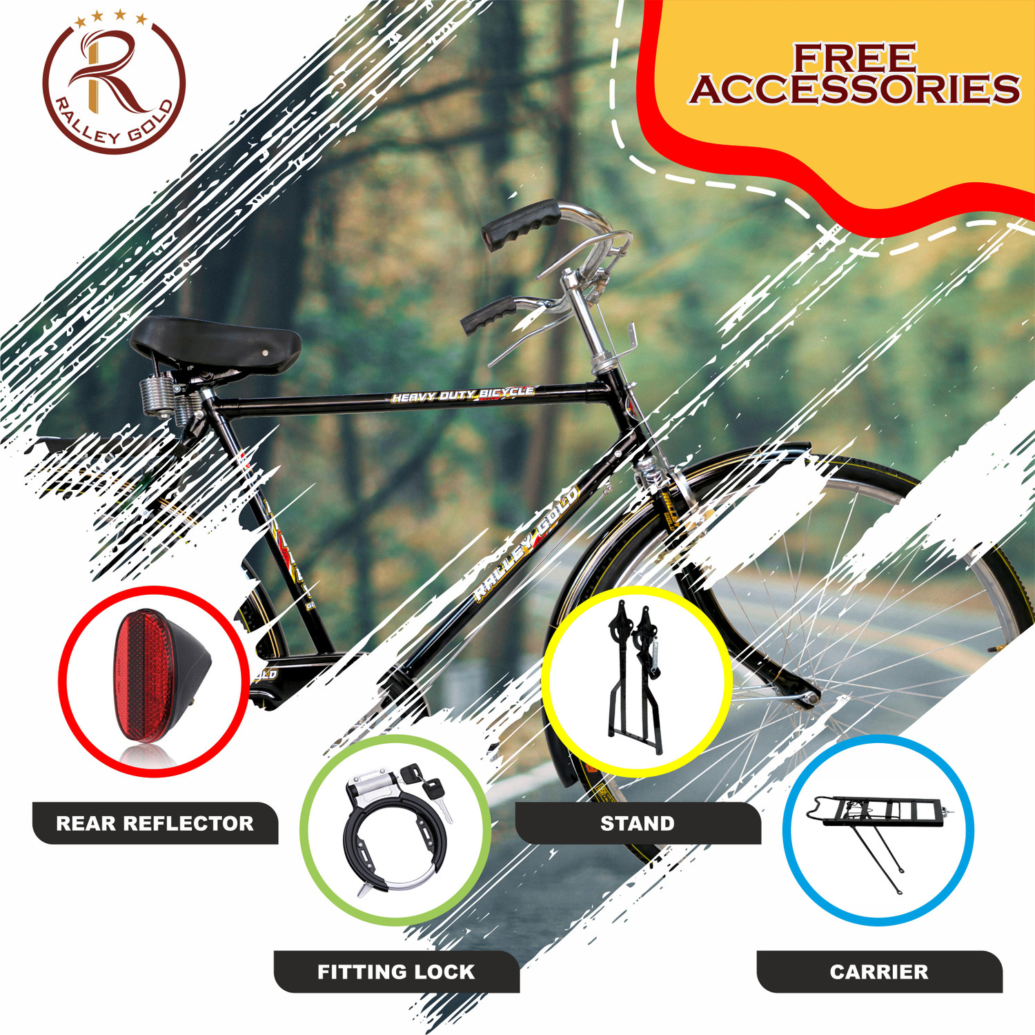 Image of Rally Popular 22 Inch Men's Full Size Bicycle with Carrier, Stand and Lock 26 T (inch) Hybrid Cycle /City Bike