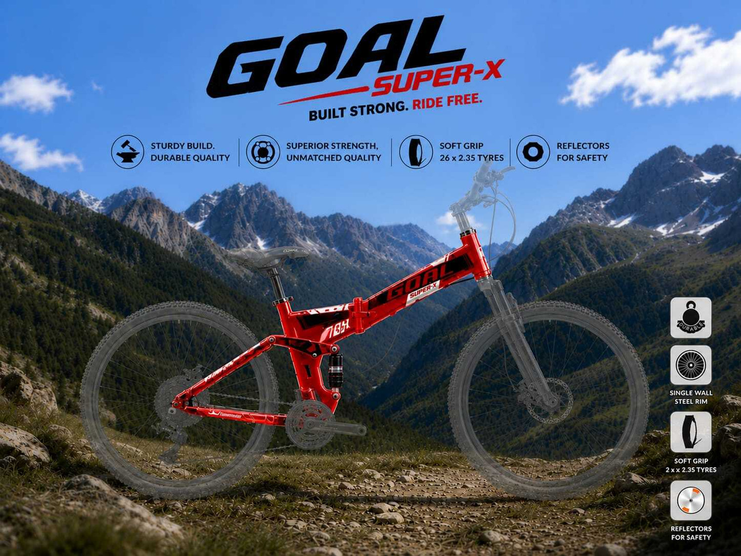 Image of GOAL FOLDING NANO RED 26 T SUPER-X FOLDING BIKES|FOLDING CYCLE 26 T (inch) Folding Bikes /Folding Cycle