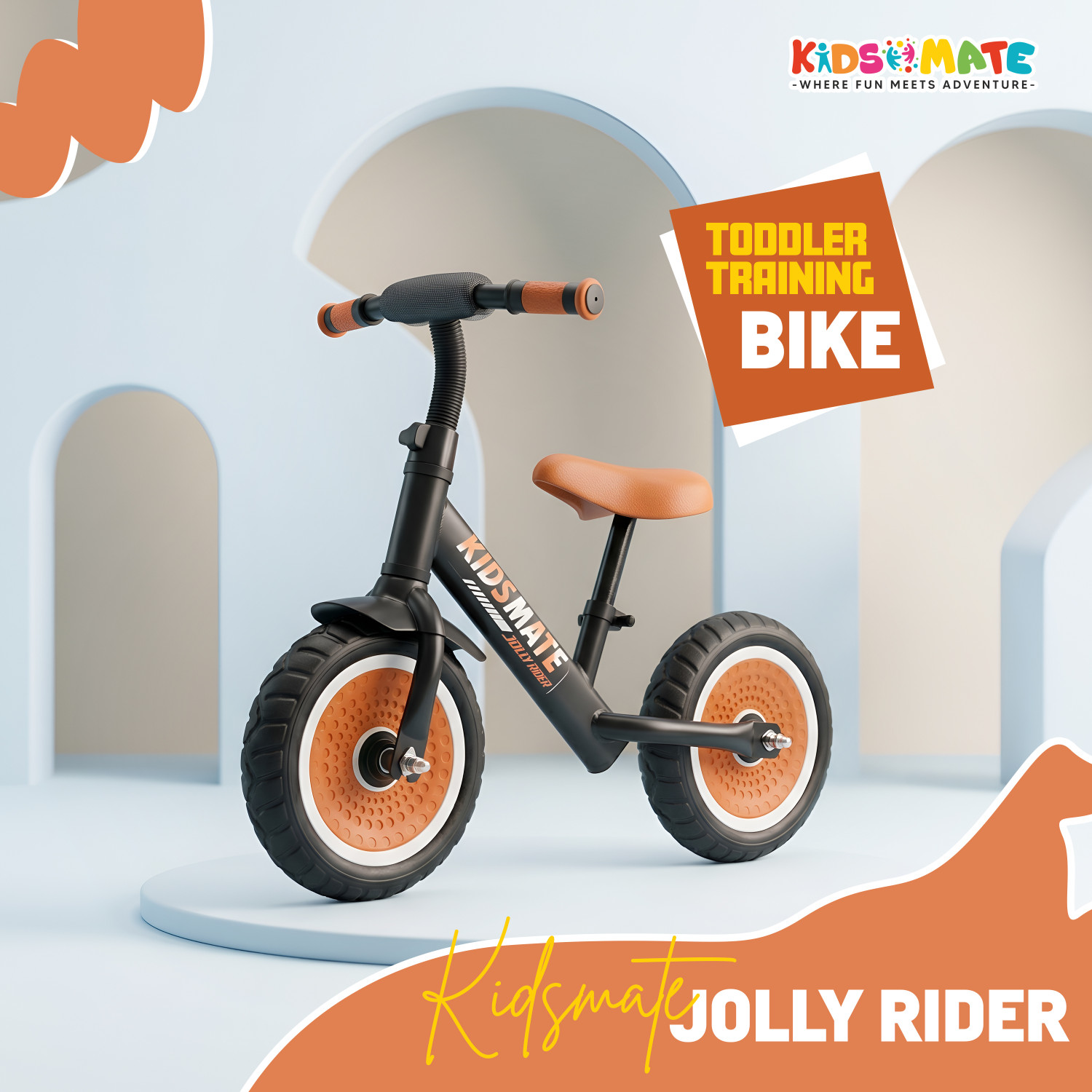 Image of Kidsmate Jolly Rider 2.0 Kids Balance Bike, Pedal-Free Kids Balance Cycle with EVA Tyres 10 T (inch) Balance Bike