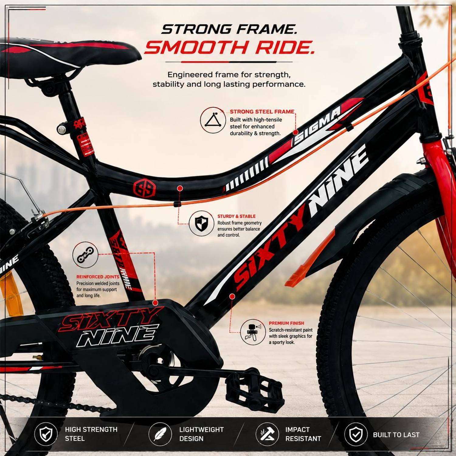 FOXGLOVE SIXTY NINE 24 INCH GLOSSY BLACK FRAME TYRE TUBE FOR 8