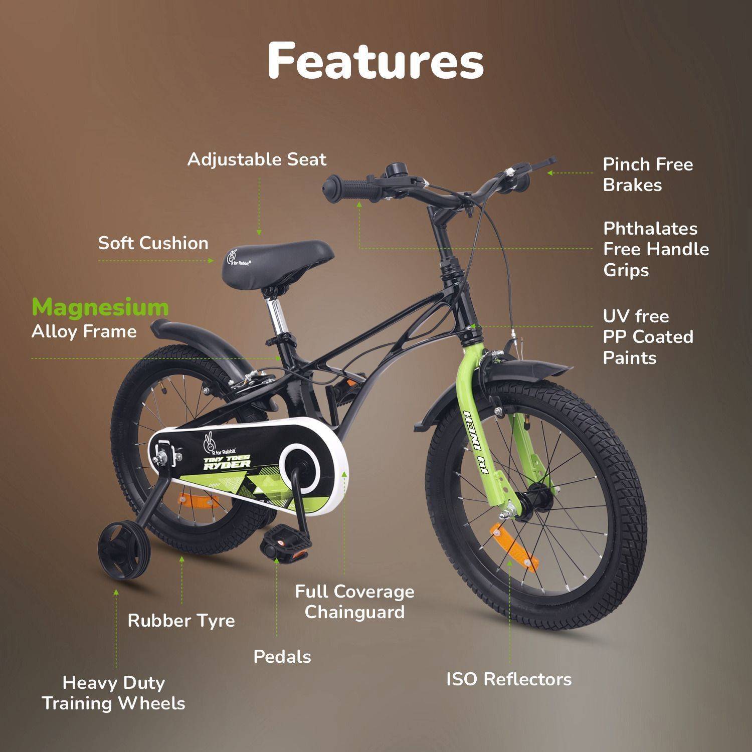 R for Rabbit Tiny Toes Ryder 14 Inch Bicycle for Kids 3-5 years