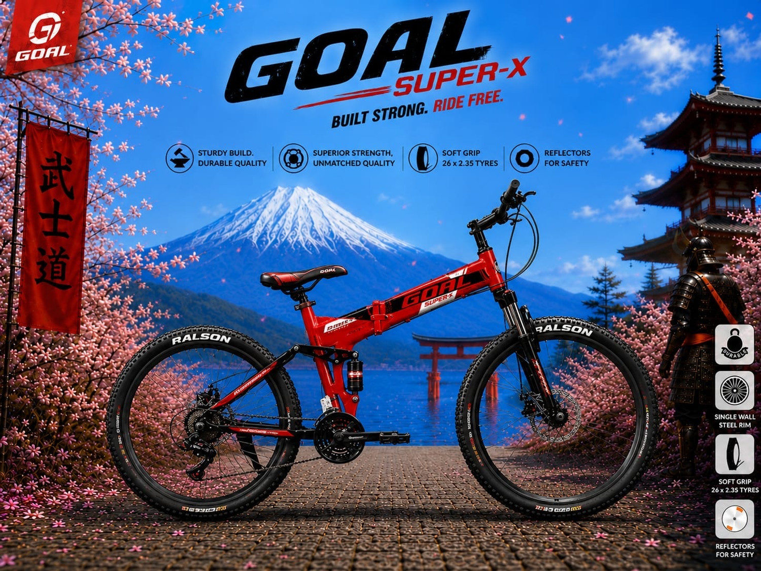 Image of GOAL FOLDING NANO RED 26 T SUPER-X FOLDING BIKES|FOLDING CYCLE 26 T (inch) Folding Bikes /Folding Cycle