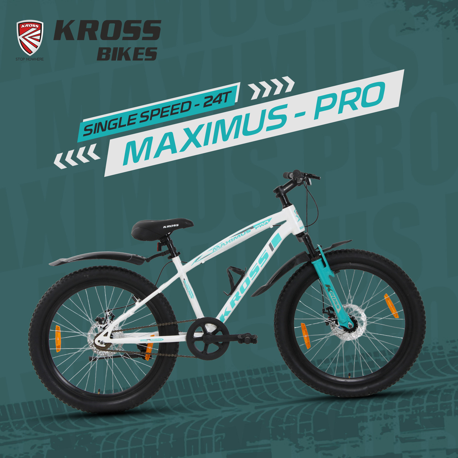 Image of Kross Maximus Pro Mountain Bike - Matte White, Single Speed | Double Disc 24 T (inch) Mountain Cycle