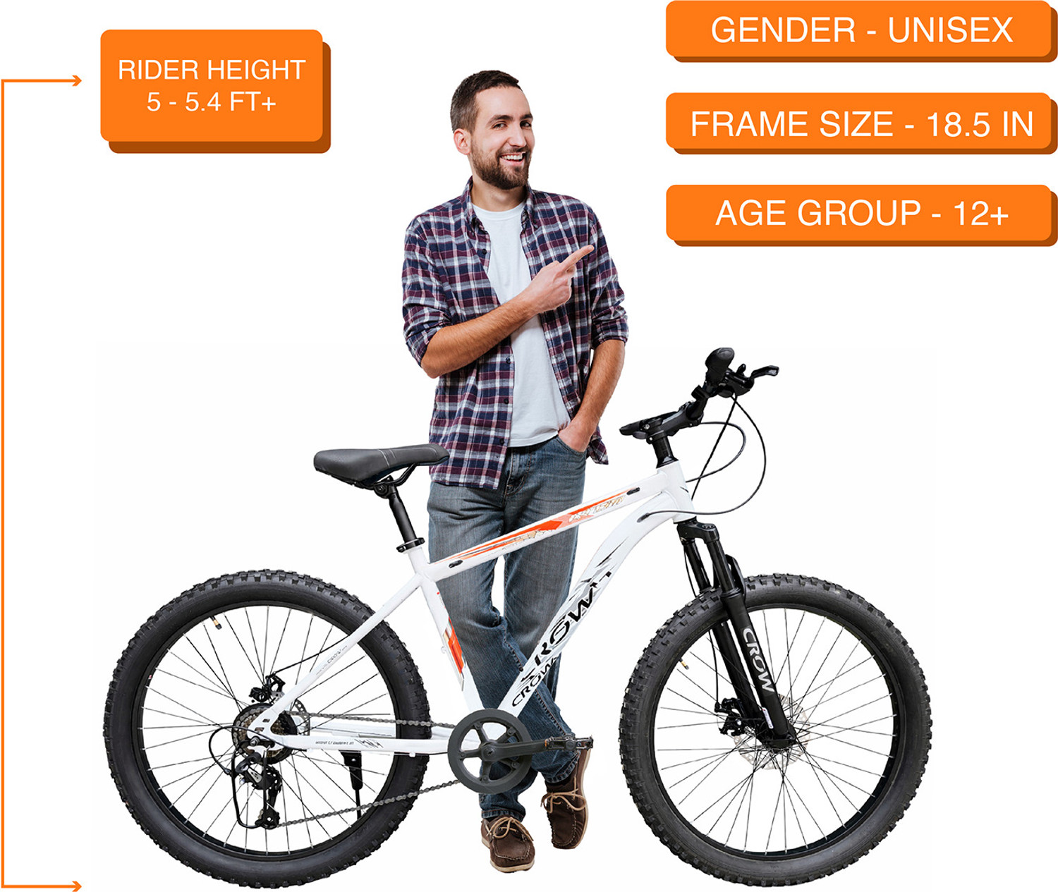 Image of Crow ATOM PRO 7 SPEED|GEARED|SEMI FAT BIKE|FRONT SUSPENSION|DUAL DISC 26 T (inch) Mountain Cycle