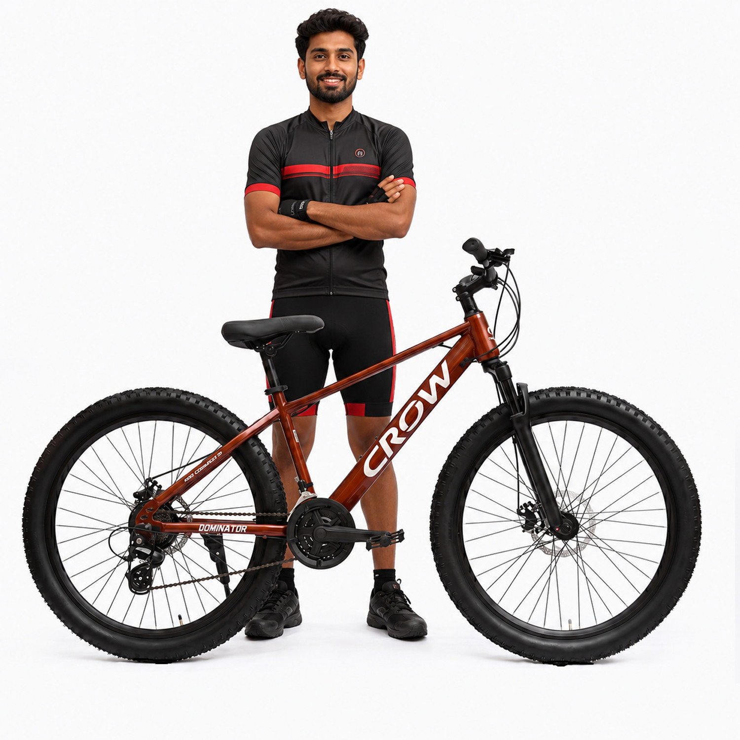 Image of Crow DOMINATOR 21 SPEED 29T MTB| DUAL DISC BRAKE| SUSPENSION FORK|SHIMANO GEARS 29 T (inch) Mountain Cycle (21 Gear, Brown, Only Front Suspension)
