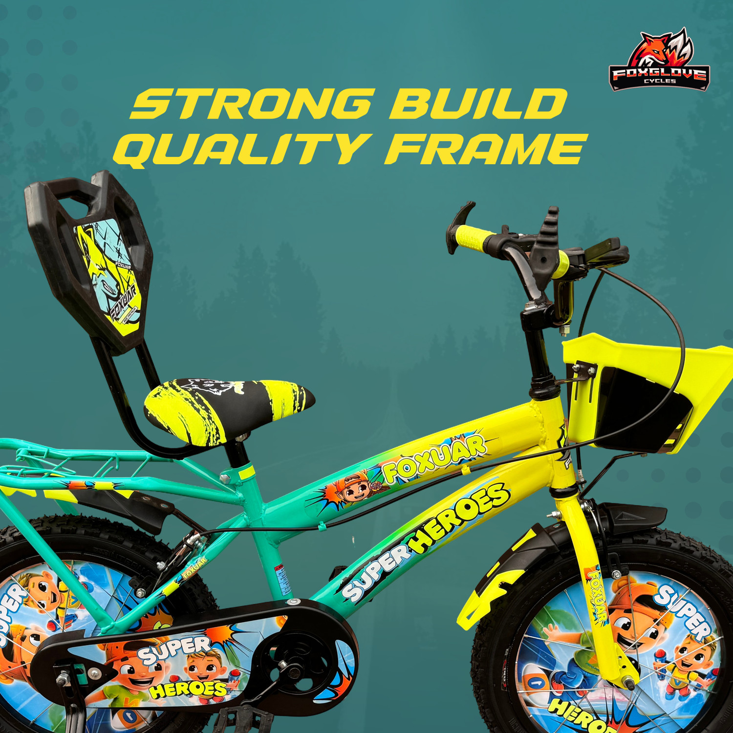 Image of FOXGLOVE SUPERHEROES 16 T DUAL COLOUR TYRE TUBE CYCLE FOR KIDS AGE 5 TO 8 YRS FULL /FITTED 16 T (inch) Road Cycle
