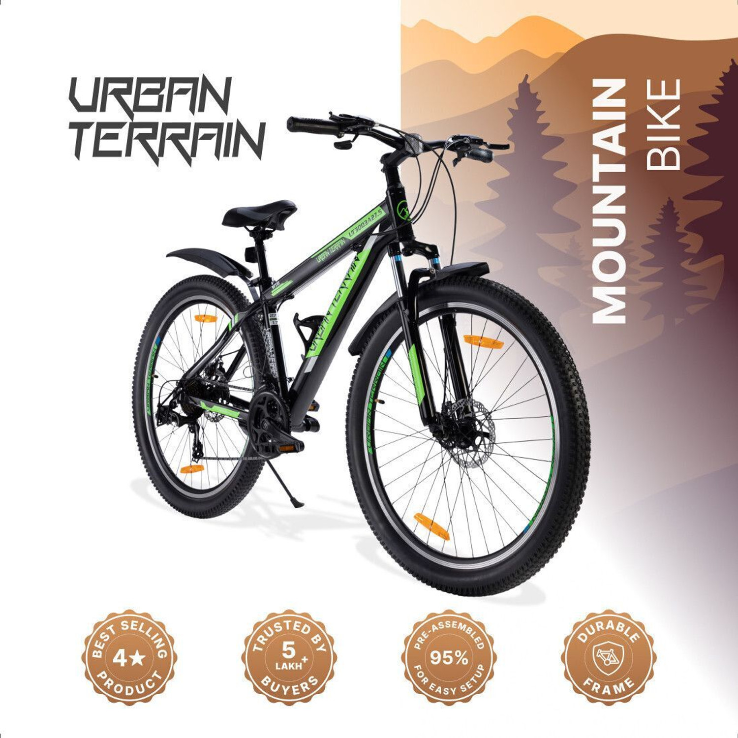 Image of Urban Terrain UT3003A27.5 Alloy MTB Cycles Shimano Geared for Men with Dual Disc Brake 27.5 T (inch) Road Cycle