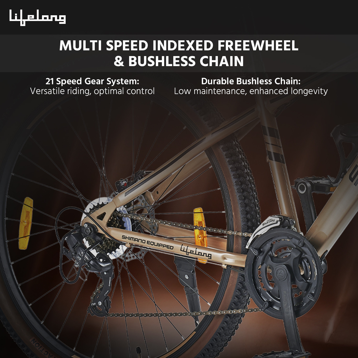 Image of Lifelong STRBC29 Strong 29 Multi-Speed Cycle| Steel Frame | Shimano TY 300 RD Gear 26 T (inch) BMX Cycle