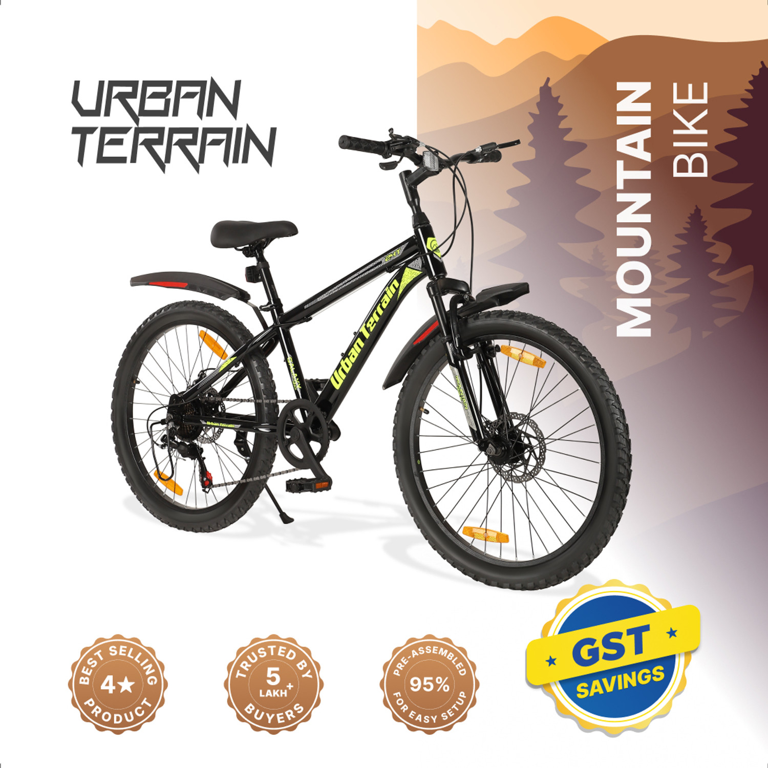 Image of Urban Terrain Galaxy Max 24T Geared High Performance MTB Cycles For Men With Dual Disc Brake 24 T (inch) Road Cycle