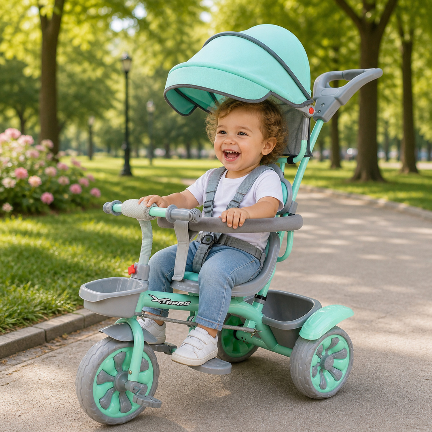 Image of Xaipro PREMIUM NEW R-1 HOOD TRICYCLE WITH BACK MUDGAURD FOR 1 TO 3 YEAR KIDS TRICYCLE 10 T (inch) Balance Bike