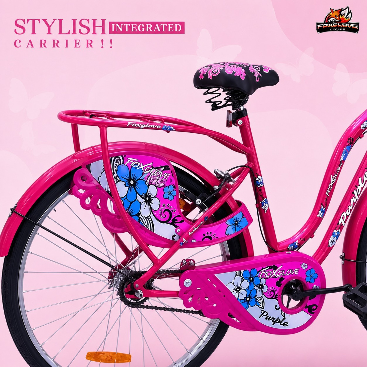 Image of FOXGLOVE PURPLE MISSBIRD 24 INCH CYCLE FOR GIRLS AGED 9 YEARS ABOVE 90% ASSEMBLED 24 T (inch) Hybrid Cycle /City Bike (Single Speed, Pink, Rigid)