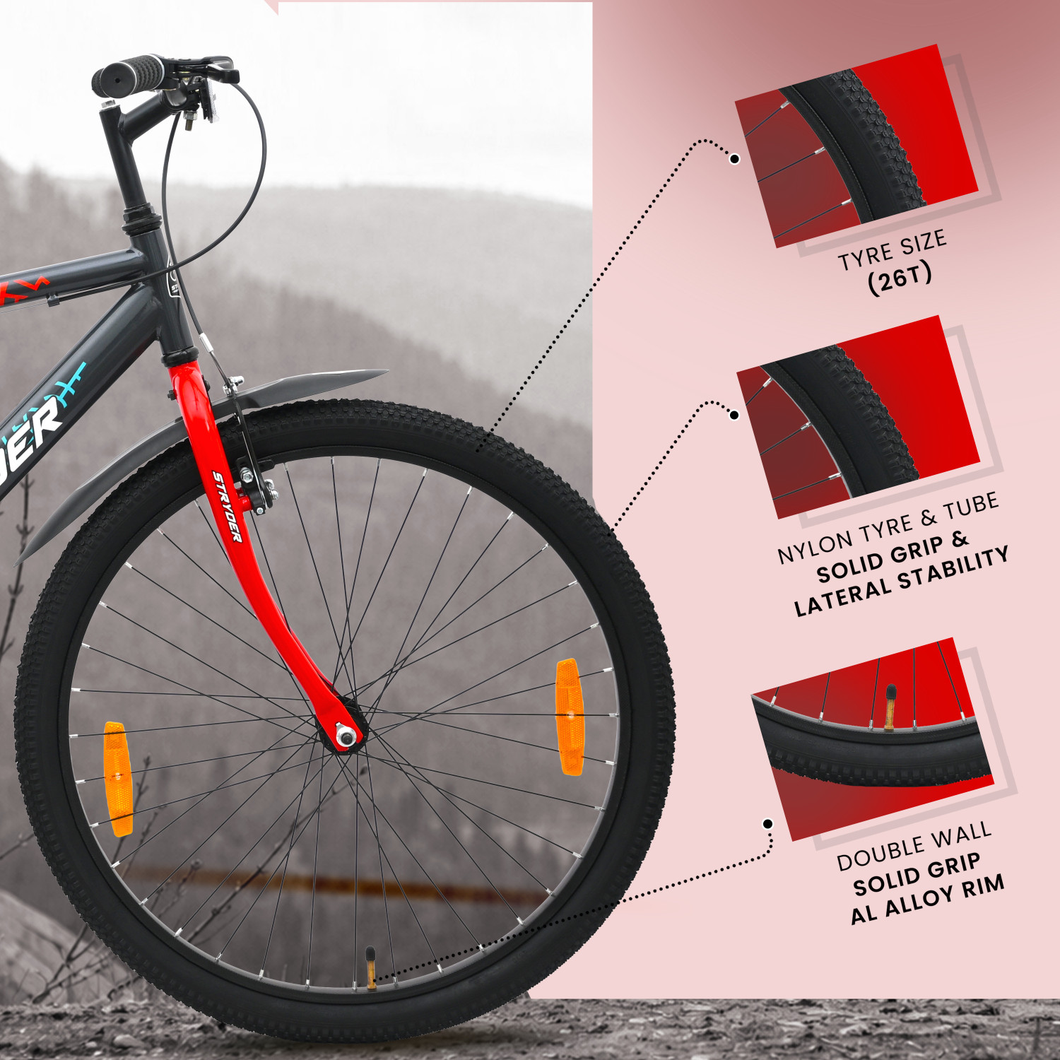 Image of STRYDER 26 inch Ridge Runner Non-Geared Cycle | 26 T (inch) Mountain Cycle