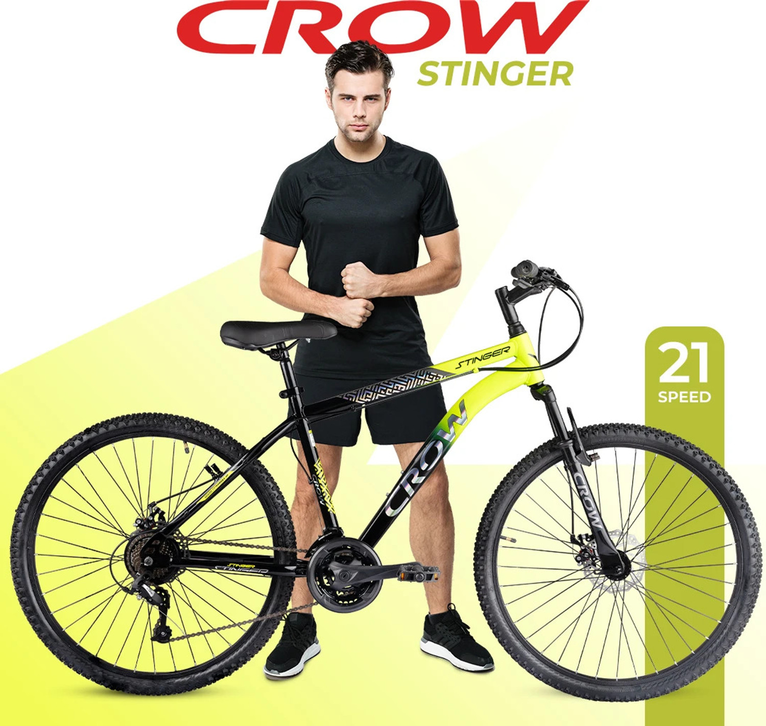 Image of Crow STINGER X7 21 SPEED|geared|FRONT SUSPENSION|DUAL DISC 29 T (inch) Mountain Cycle