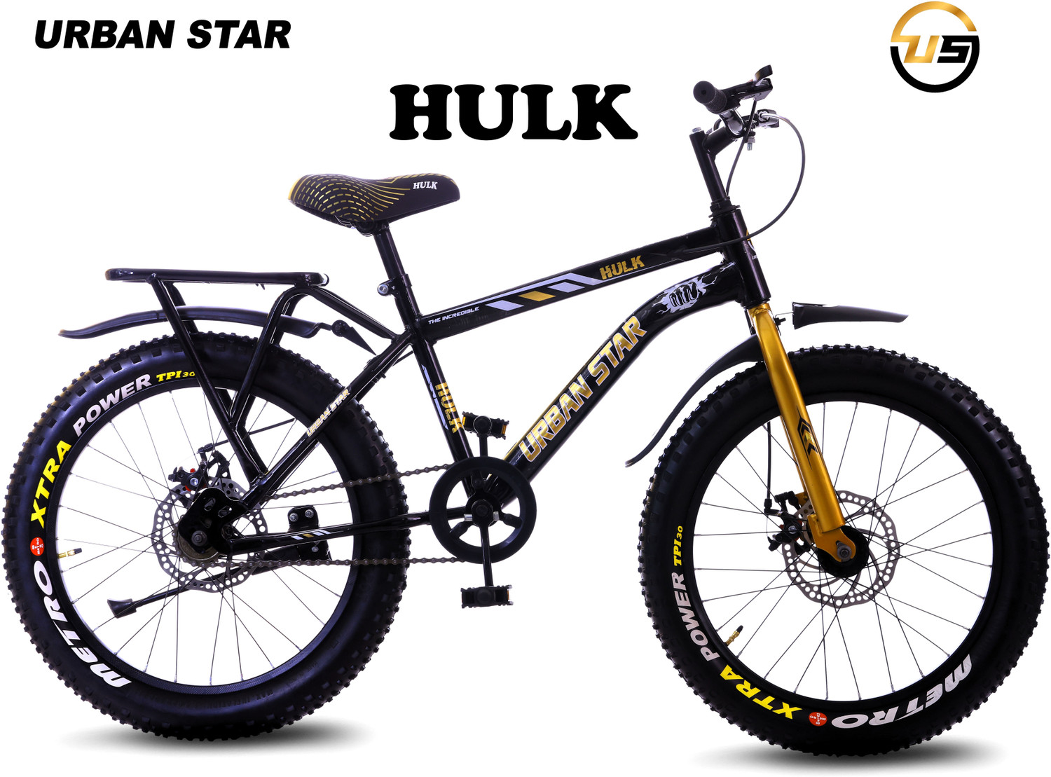 Image of Urban Star HULK | IBC | 20T BMX | IN-BUILT CARRIER | D /D | FAT TYRES | Semi Assembled | 20 T (inch) Fat Tyre Cycle