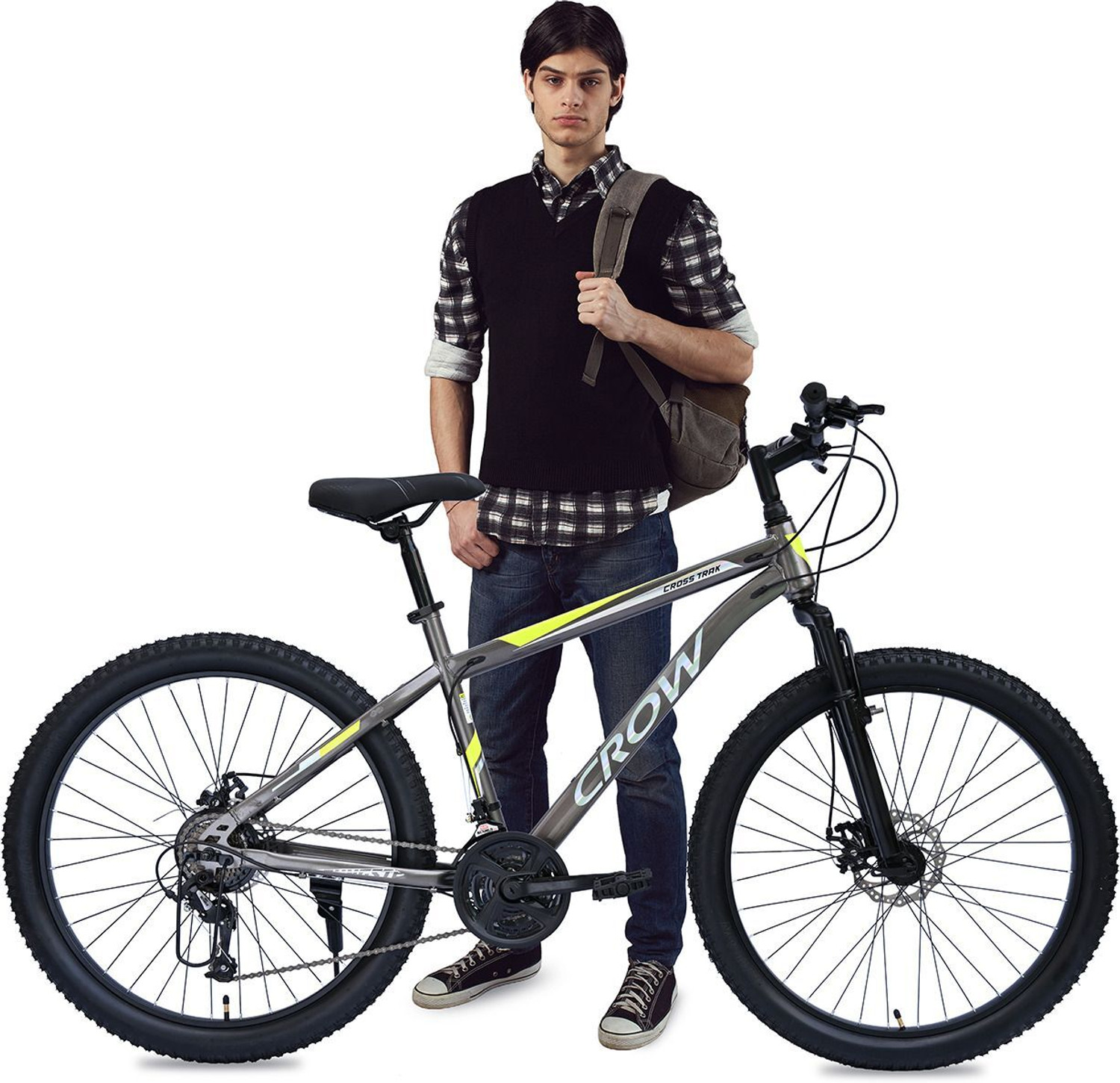 Image of Crow CROSS TRAK 21 SPEED|FRONT SUSPENSION FORK|DUAL DISC BRAKE|geared 26 T (inch) Mountain Cycle