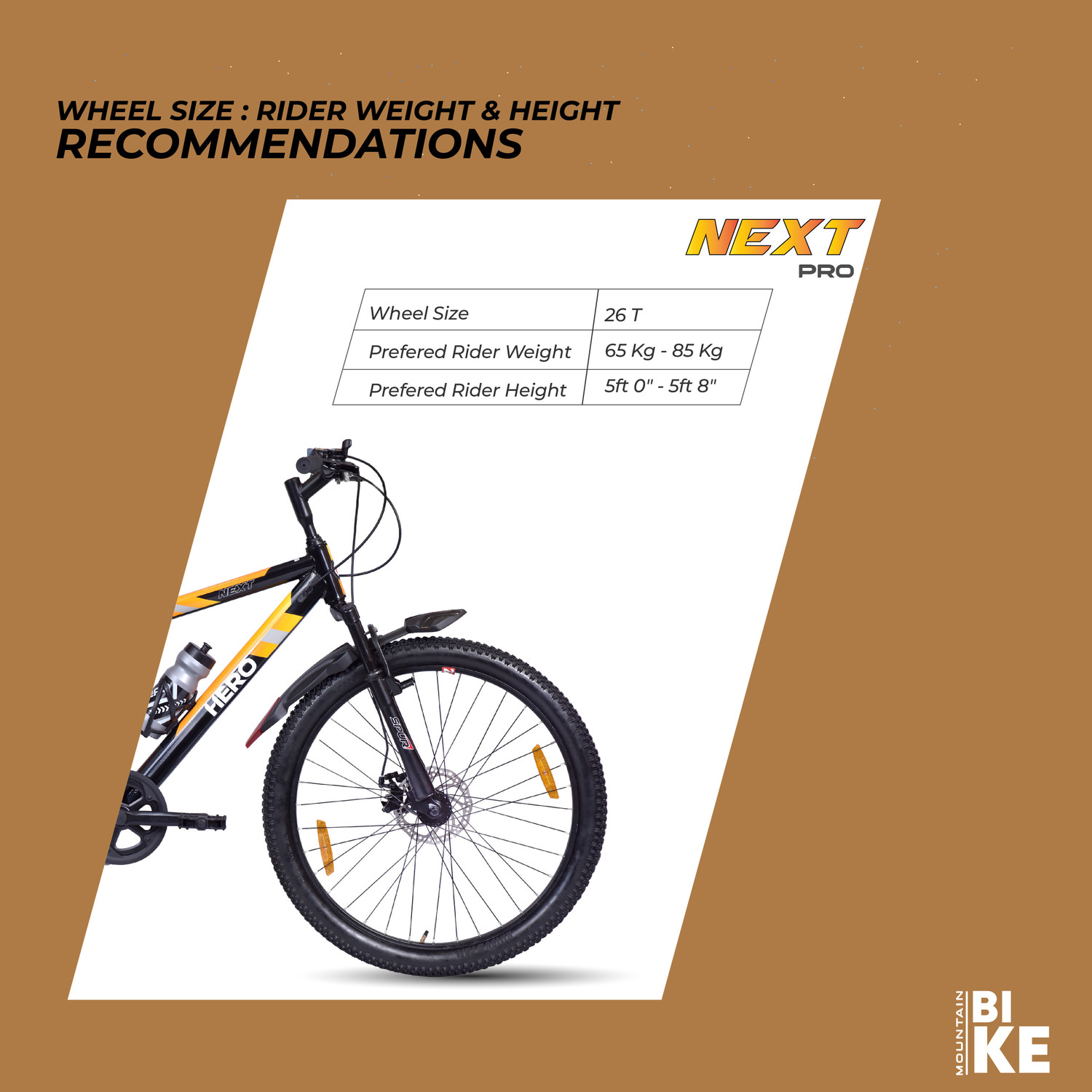 Image of HERO EC NEXT 26T SPORTS 7S FSDD BKOR SKD ALF 26 T (inch) Mountain Cycle