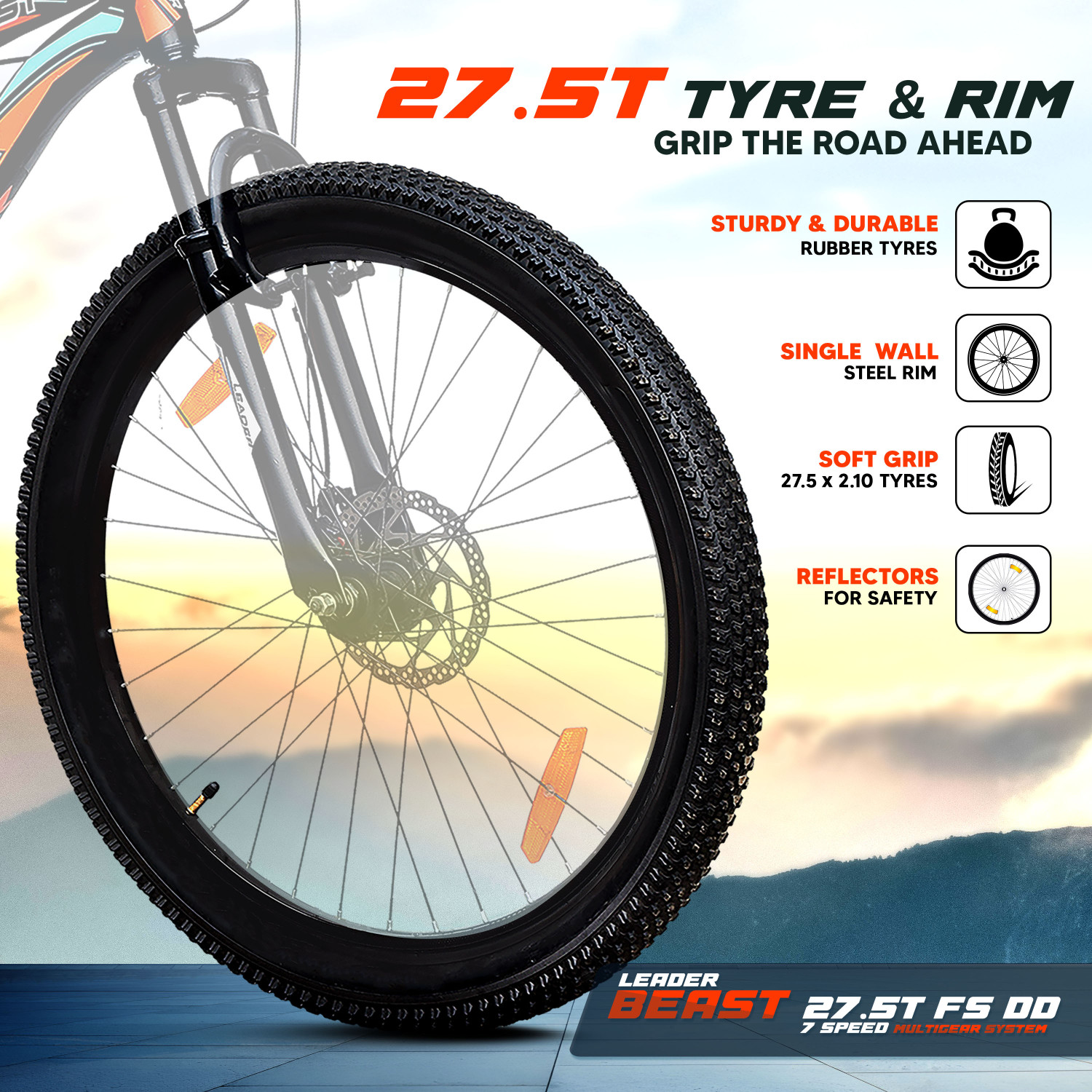 Image of LEADER Beast 27.5T Multispeed (7 Speed) Bike with & Dual Disc Brake 27.5 T (inch) Mountain Cycle
