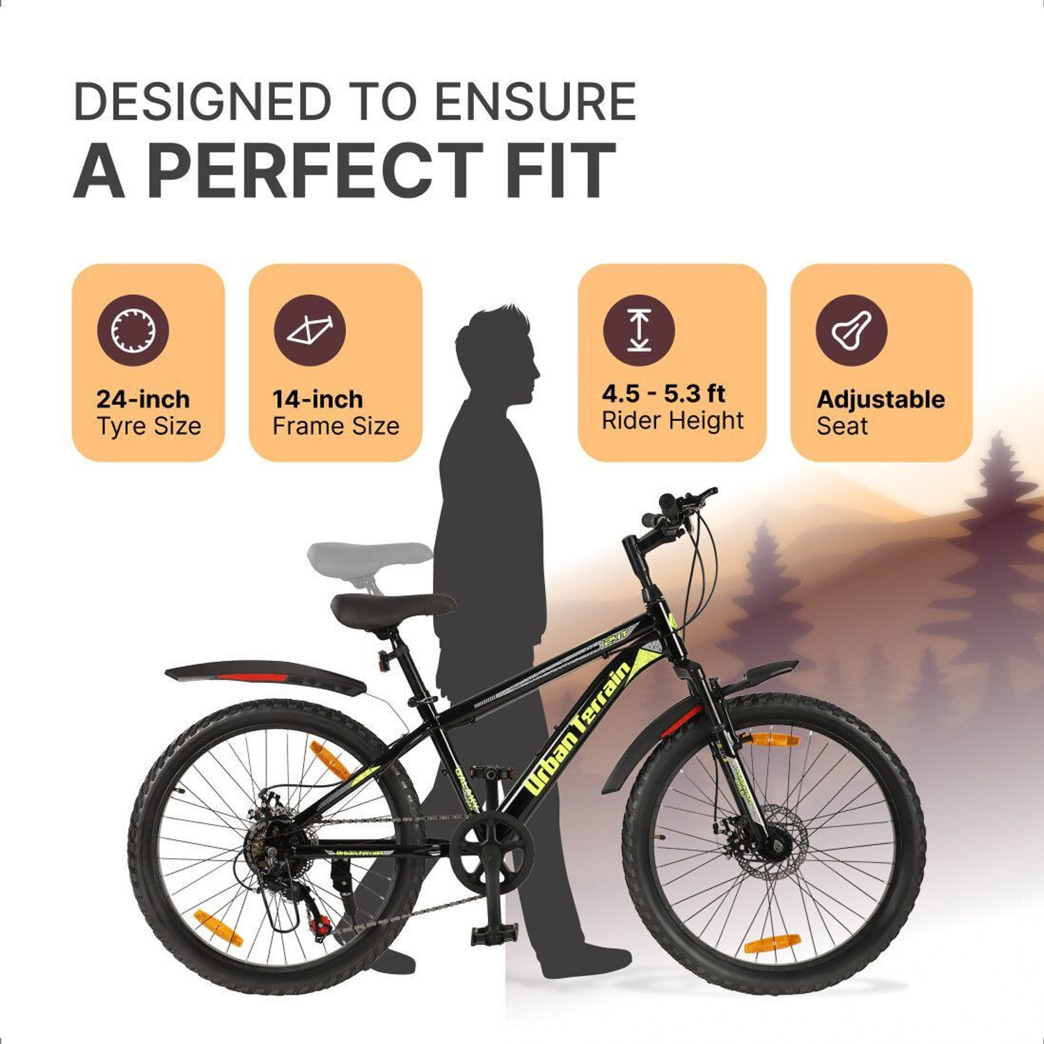 Image of Urban Terrain Galaxy Max 24T Geared High Performance MTB Cycles For Men With Dual Disc Brake 24 T (inch) Road Cycle