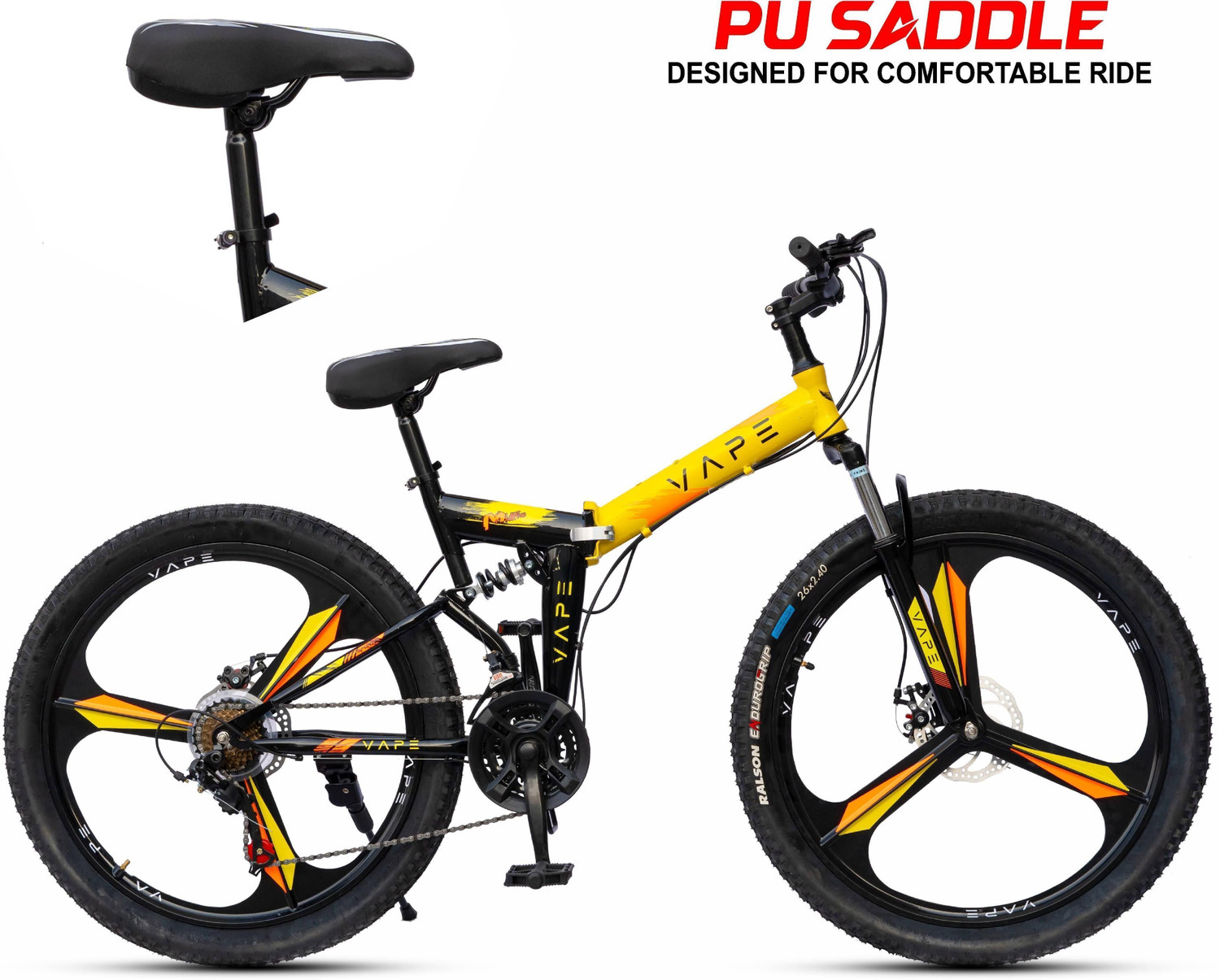 Image of GOAL 21-Speed Folding bicycle with Front Suspension, Mag Wheels, 26x2.40 Tyres 26 T (inch) Folding Bikes /Folding Cycle