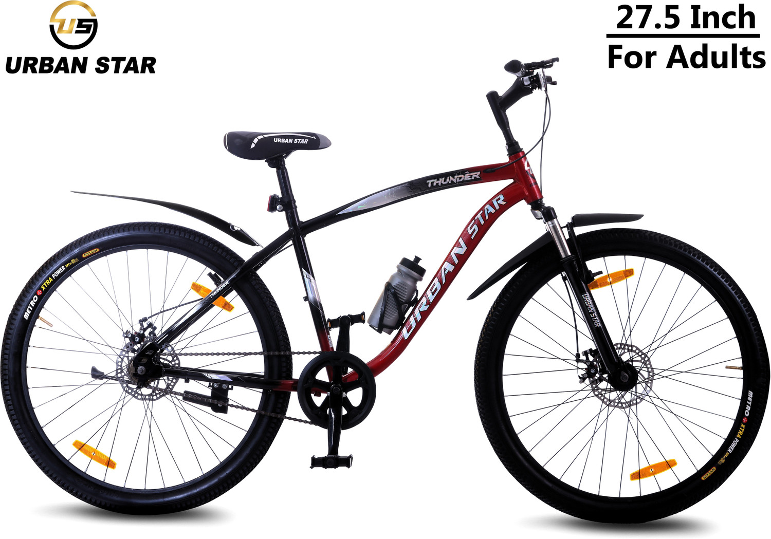 Image of Urban Star THUNDER | 27.5T | DUAL DISC | METALLIC PAINT | 80% ASSEMBLED | FOR 15+YEARS | 27.5 T (inch) Hybrid Cycle /City Bike