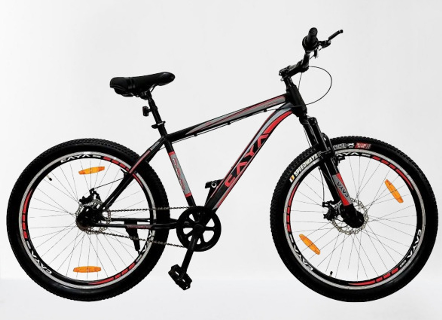 Image of CAYA Fueled 24 Royal Matte Black Dual Disc, Double Walled Alloy Rims, Front Shocker 24 T (inch) BMX Cycle