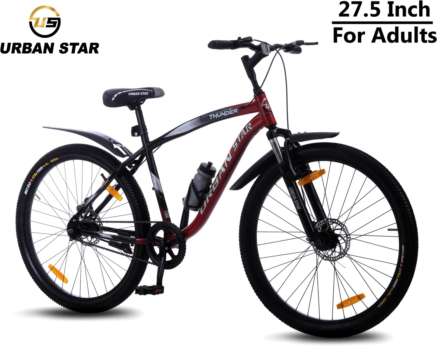 Image of Urban Star THUNDER | 27.5T | DUAL DISC | METALLIC PAINT | 80% ASSEMBLED | FOR 15+YEARS | 27.5 T (inch) Hybrid Cycle /City Bike