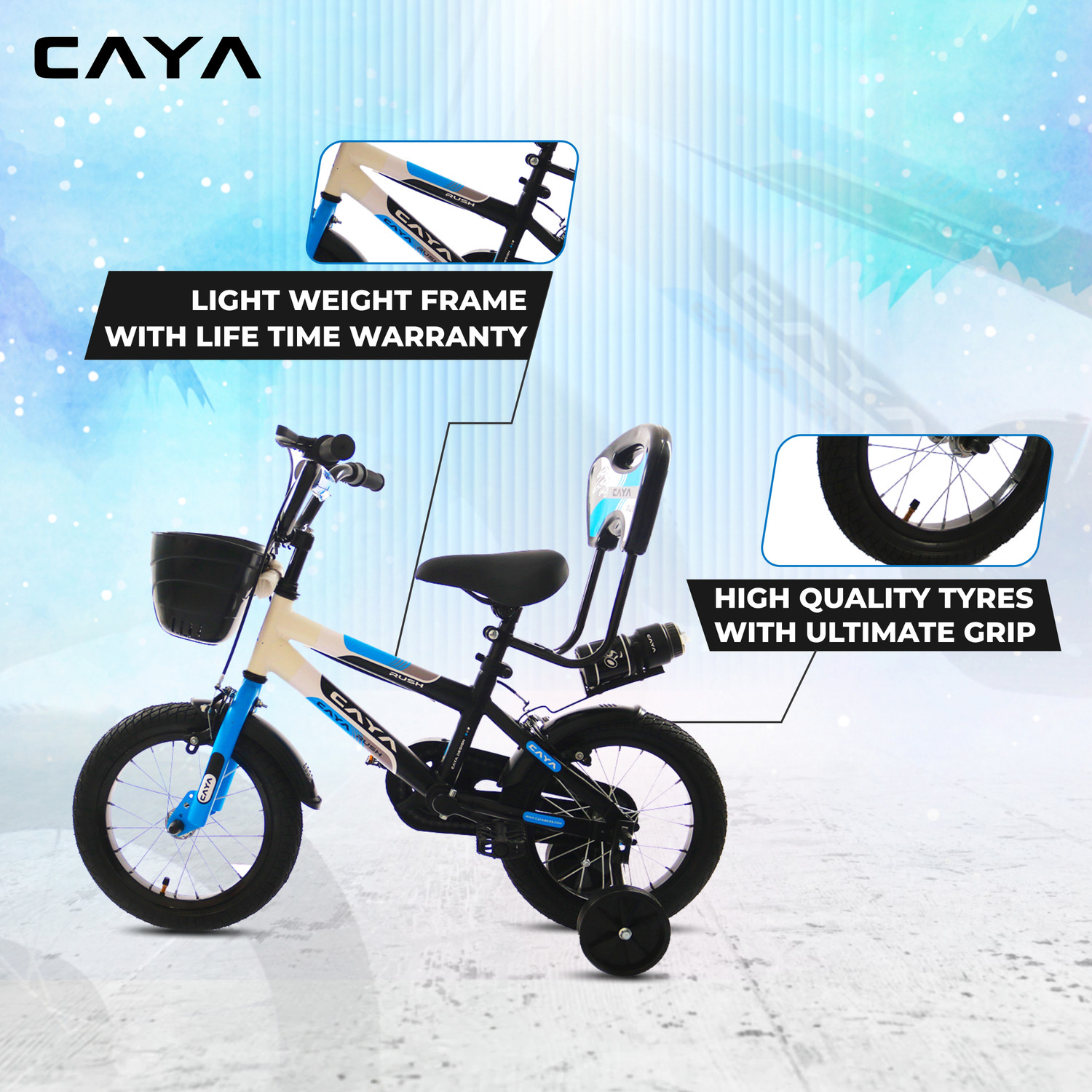 Image of CAYA Concept 14 inch Cool Sky Blue Caliper Brakes, Lightweight Kids Bikes 14 T (inch) BMX Cycle