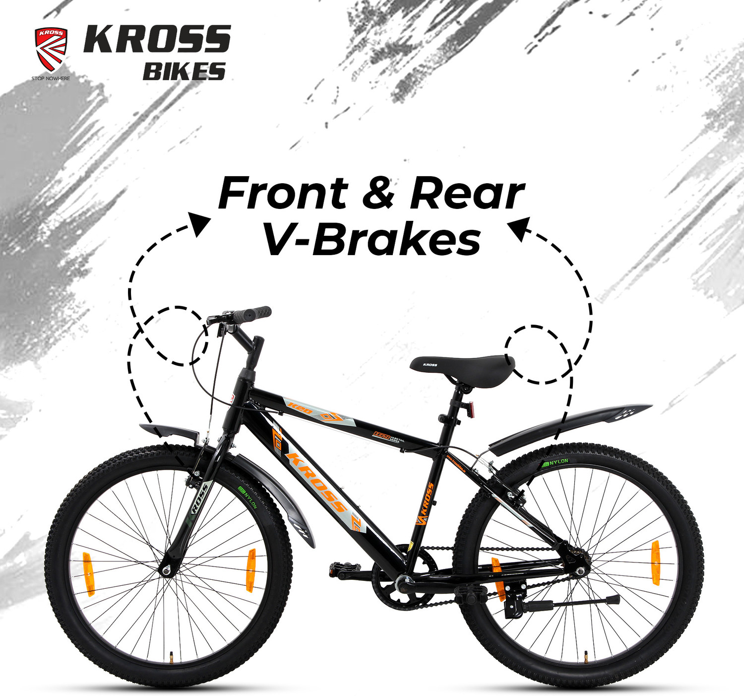 Image of Kross K 2.0 24T MTB Cycle - Black | Steel Frame | V-Brake | 24 x 2.40 Tyres 24 T (inch) Mountain Cycle