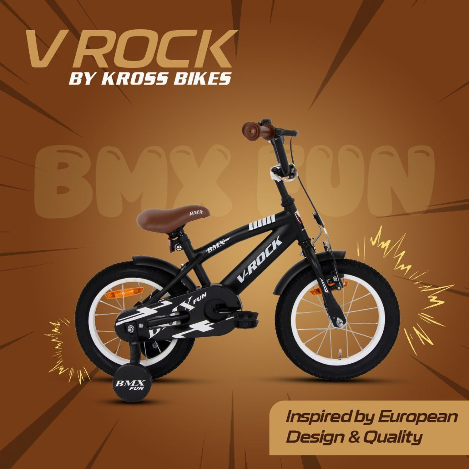 Image of Vrock Bmx Fun 14T Matt Black Kids Bike, Steel Frame, Coaster Hub 14 T (inch) BMX Cycle