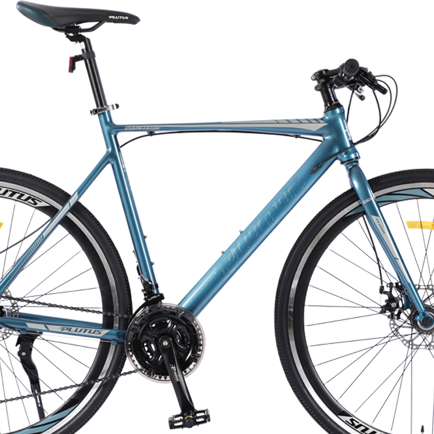 Image of PLUTUS Warhawk Hybrid Cycle Age-12+ with Dual Disc Brake, Multi Speed (DK-GREEN-GREY) 700C T (inch) Hybrid Cycle /City Bike