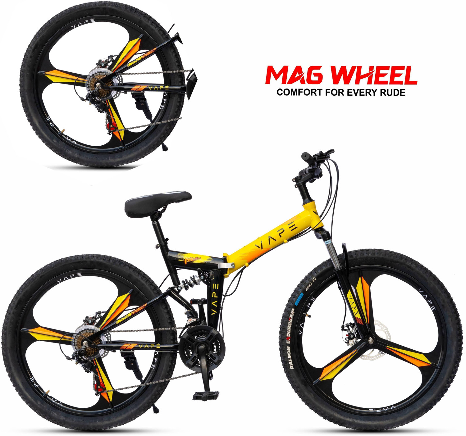 Image of GOAL 21-Speed Folding bicycle with Front Suspension, Mag Wheels, 26x2.40 Tyres 26 T (inch) Folding Bikes /Folding Cycle