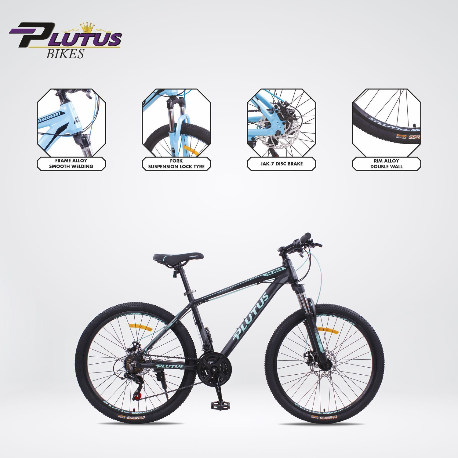 Image of PLUTUS Dawson MTB Cycle with 21 Gears, Dual Disc Brake, Alloy Frame Cycle for Adult 26 T (inch) Mountain Cycle