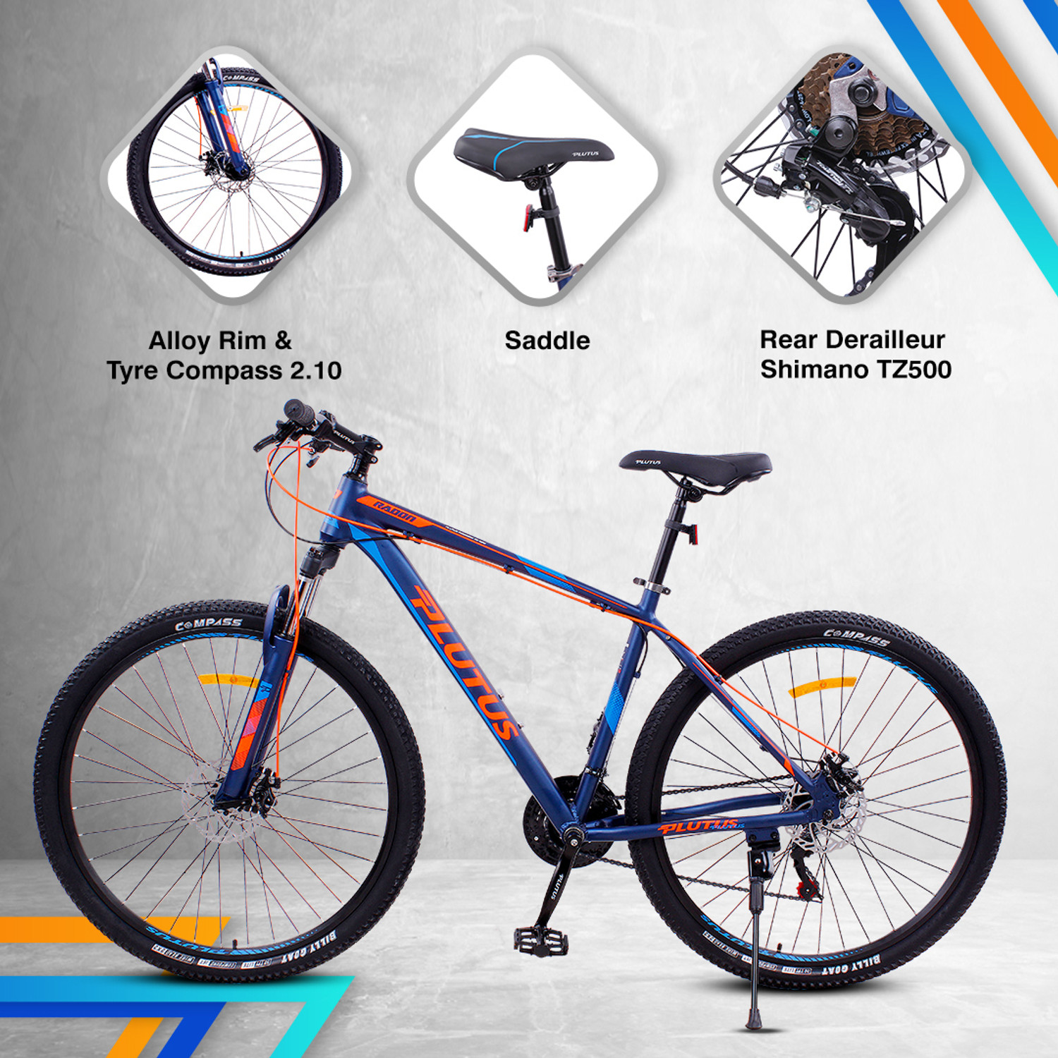 Image of PLUTUS Radon Alloy MTB Cycle Age-12+ with Dual Disc Brake, Multi Speed (Orange) 29 T (inch) Mountain Cycle