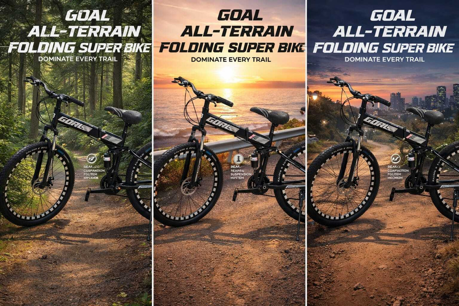 Image of GOAL 26 Inch All-Terrain Folding Mountain Bike - Dual Suspension, 27.5 T (inch) Folding Bikes /Folding Cycle