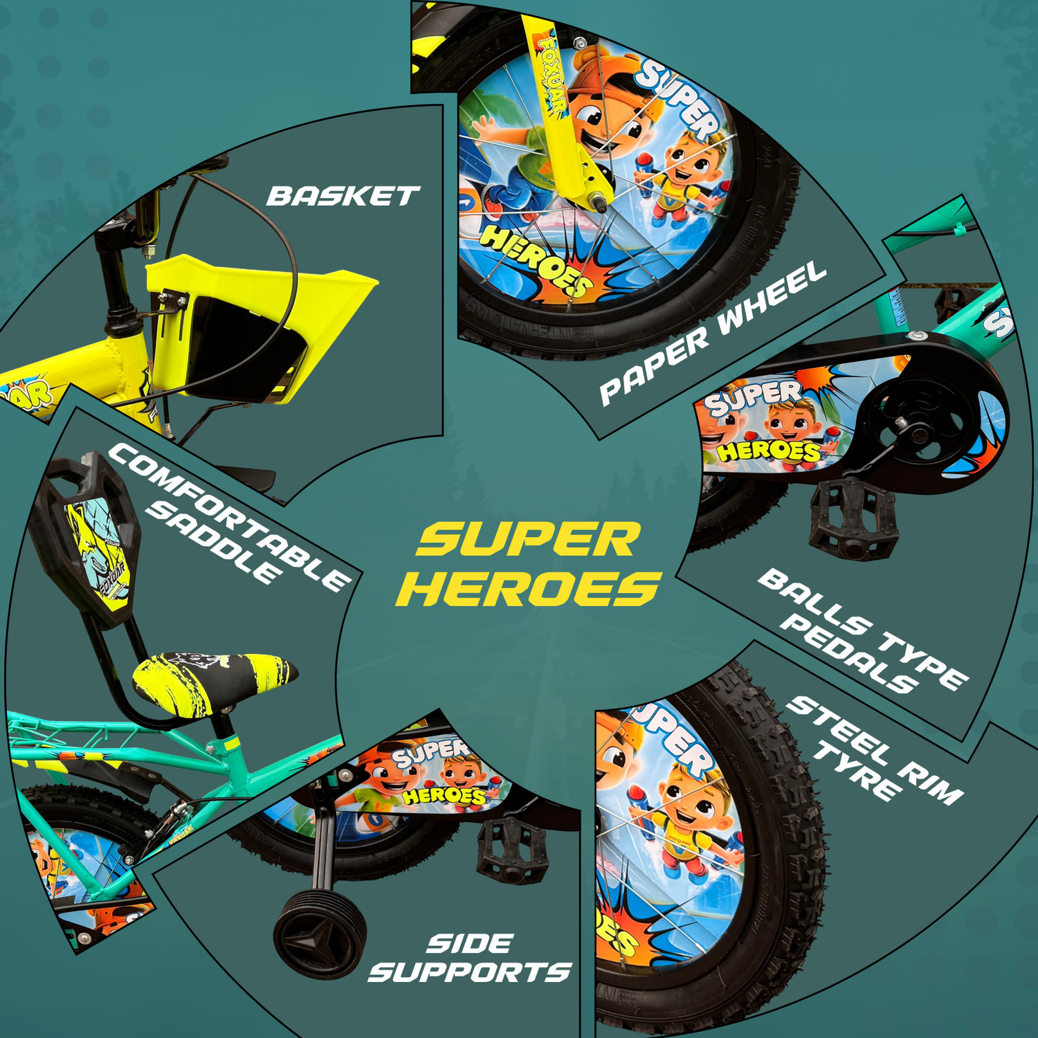 Image of FOXGLOVE SUPERHEROES 16 T DUAL COLOUR TYRE TUBE CYCLE FOR KIDS AGE 5 TO 8 YRS FULL /FITTED 16 T (inch) Road Cycle