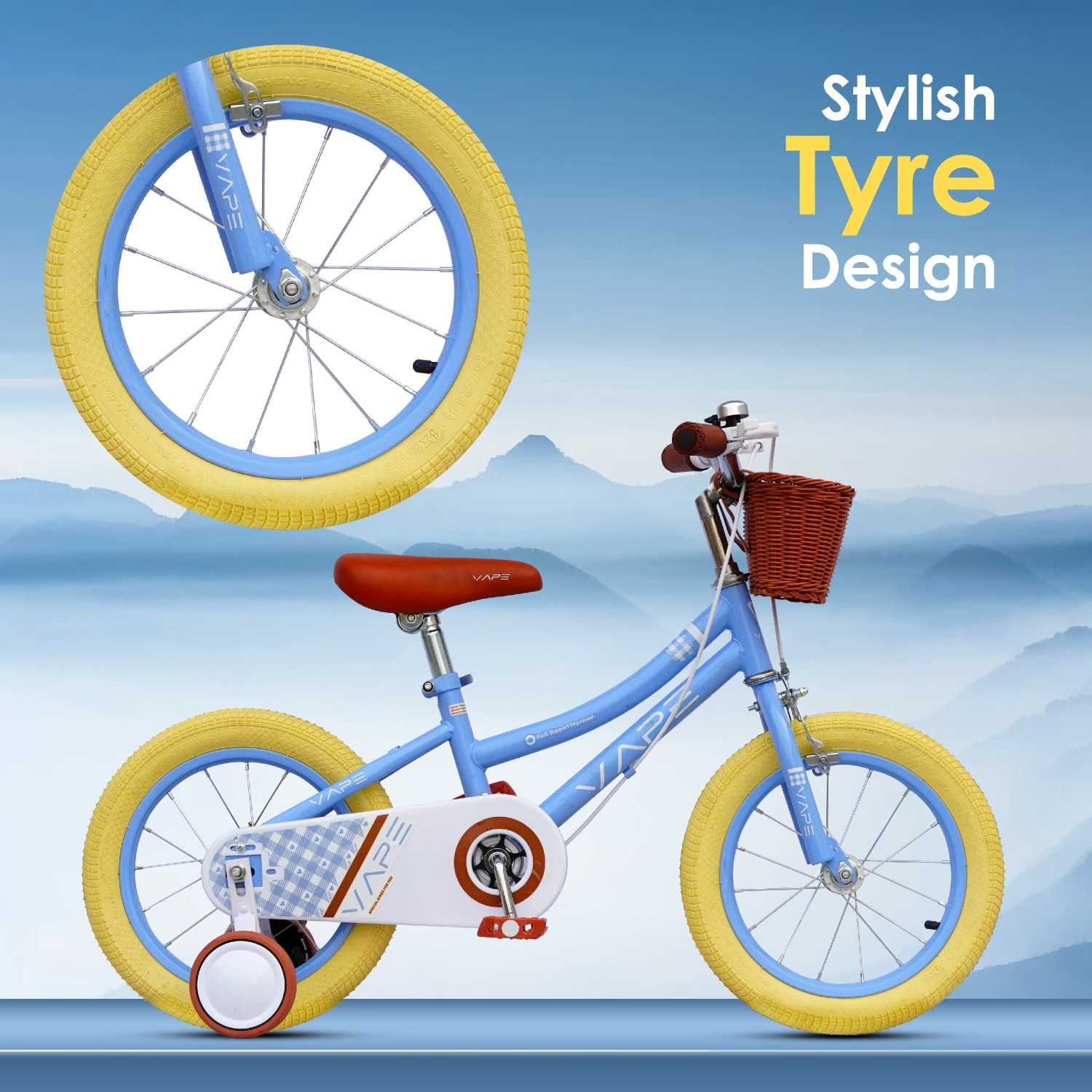 Image of GOAL VAPE Boys /Girls Kids Cycle for 2-5 Years with Training Wheels & Basket 14 T (inch) BMX Cycle