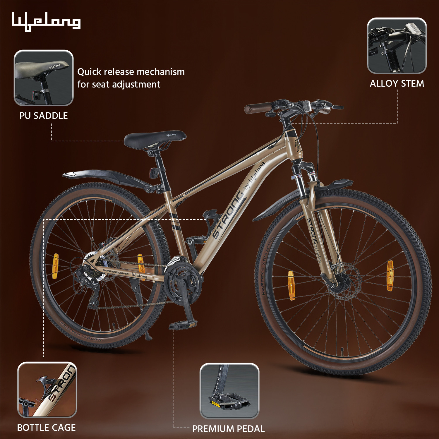 Image of Lifelong STRBC29 Strong 29 Multi-Speed Cycle| Steel Frame | Shimano TY 300 RD Gear 26 T (inch) BMX Cycle