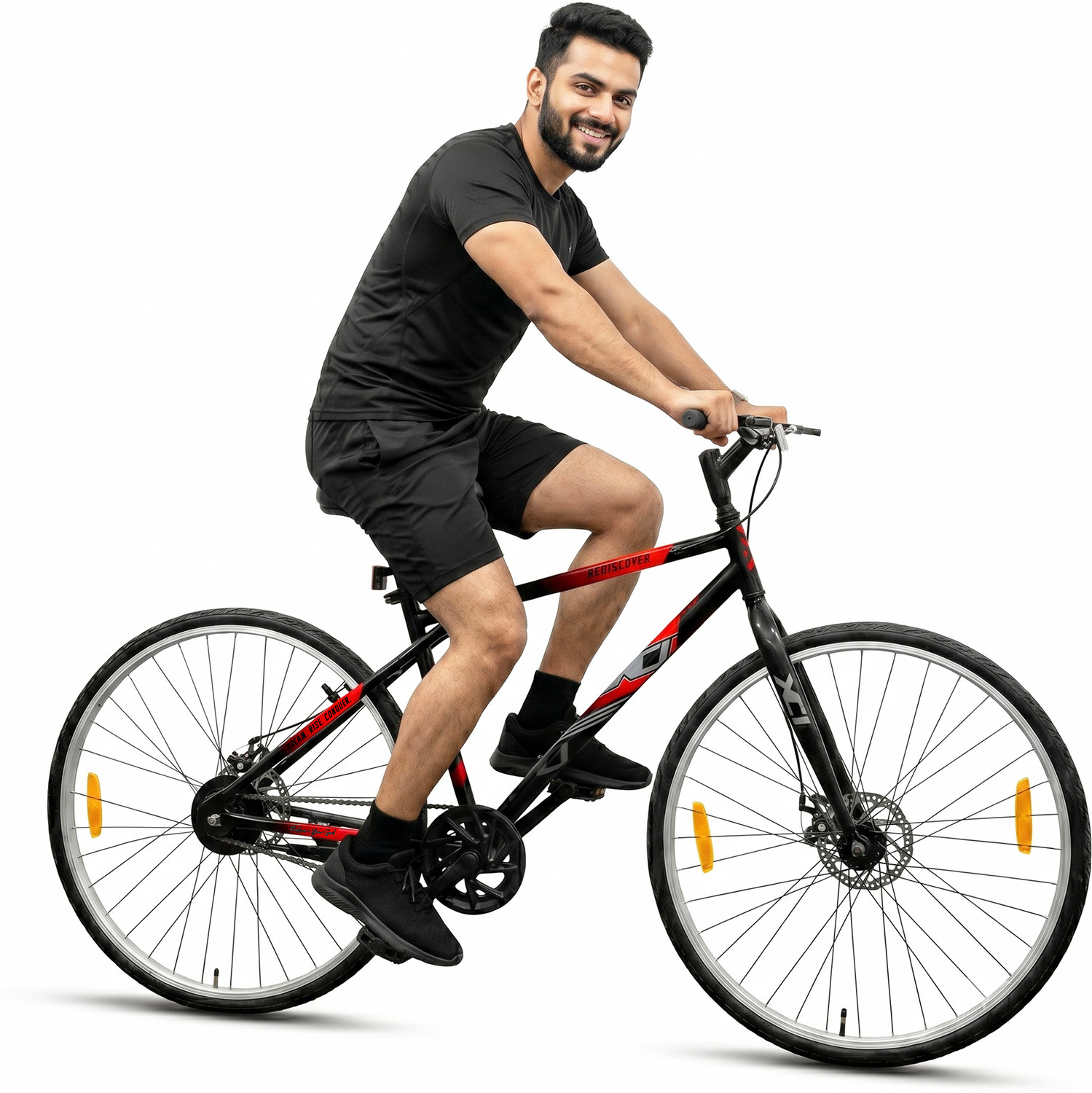 Image of XCi Rediscovr 700C Single Speed Hybrid /City Cycle with Dual Disc Brakes Blue 700C T (inch) Hybrid Cycle /City Bike