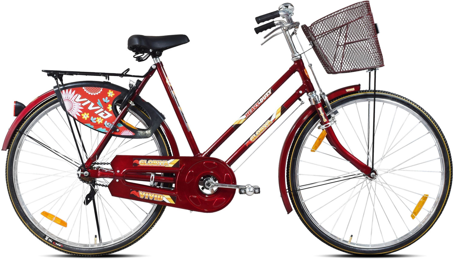 Image of VIVID Gloriya 26T Roadster Cycle,Basket, Carrier, Bell, lock and Side stand - RB Color 26 T (inch) Road Cycle