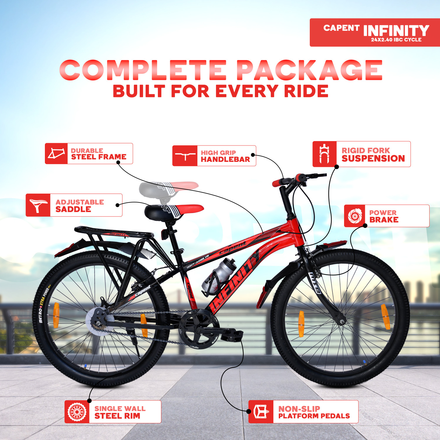 Image of CAPENT Infinity 24T IBC Cycle with Carrier for Big Kids Boys /Girls 9 to 13 age 24 T (inch) Road Cycle
