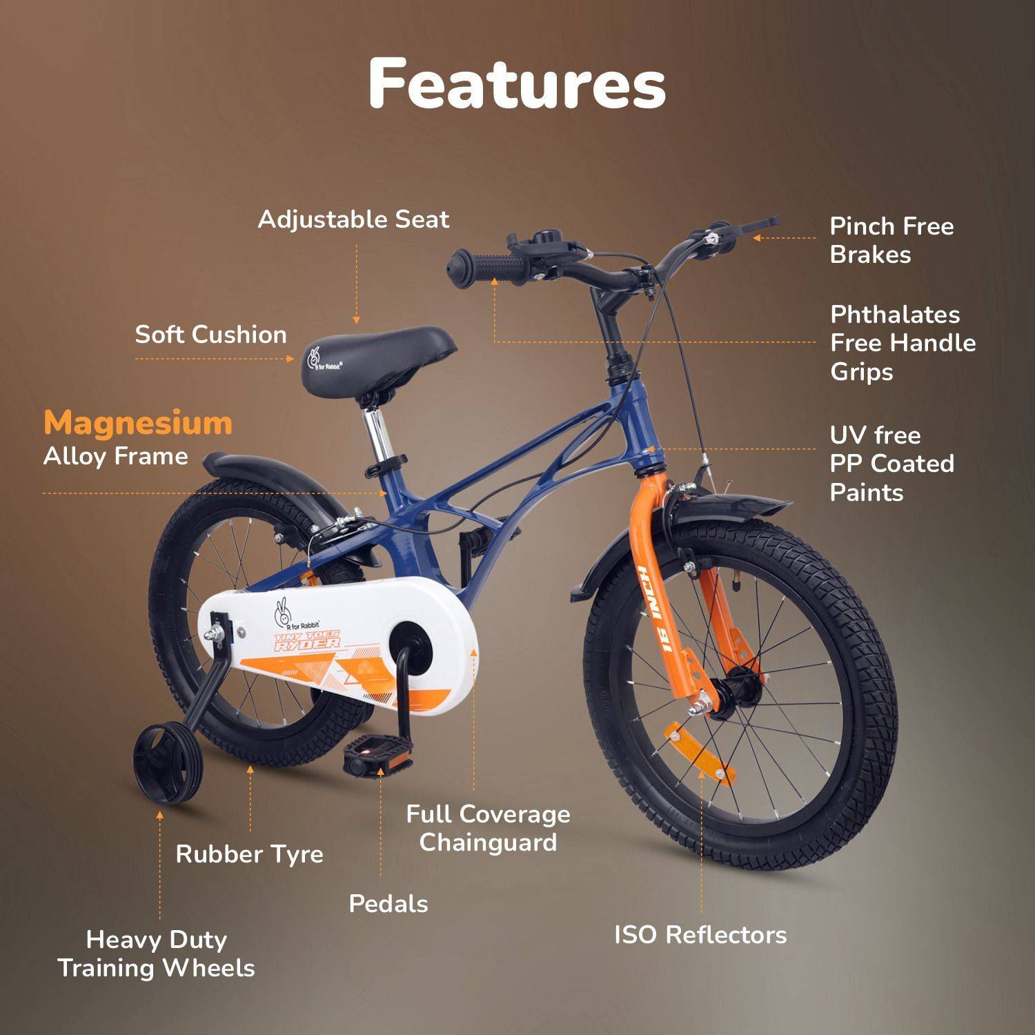 R for Rabbit Tiny Toes Ryder 16 Inch Bicycle for Kids 4-7 years