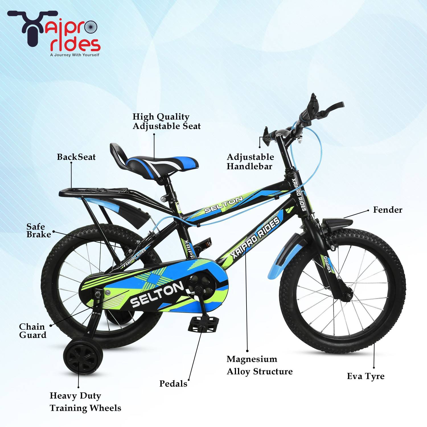 Xaipro Plus SELTON M-RIM Sky Blue BMX Cycle 16 Inch - Image 2