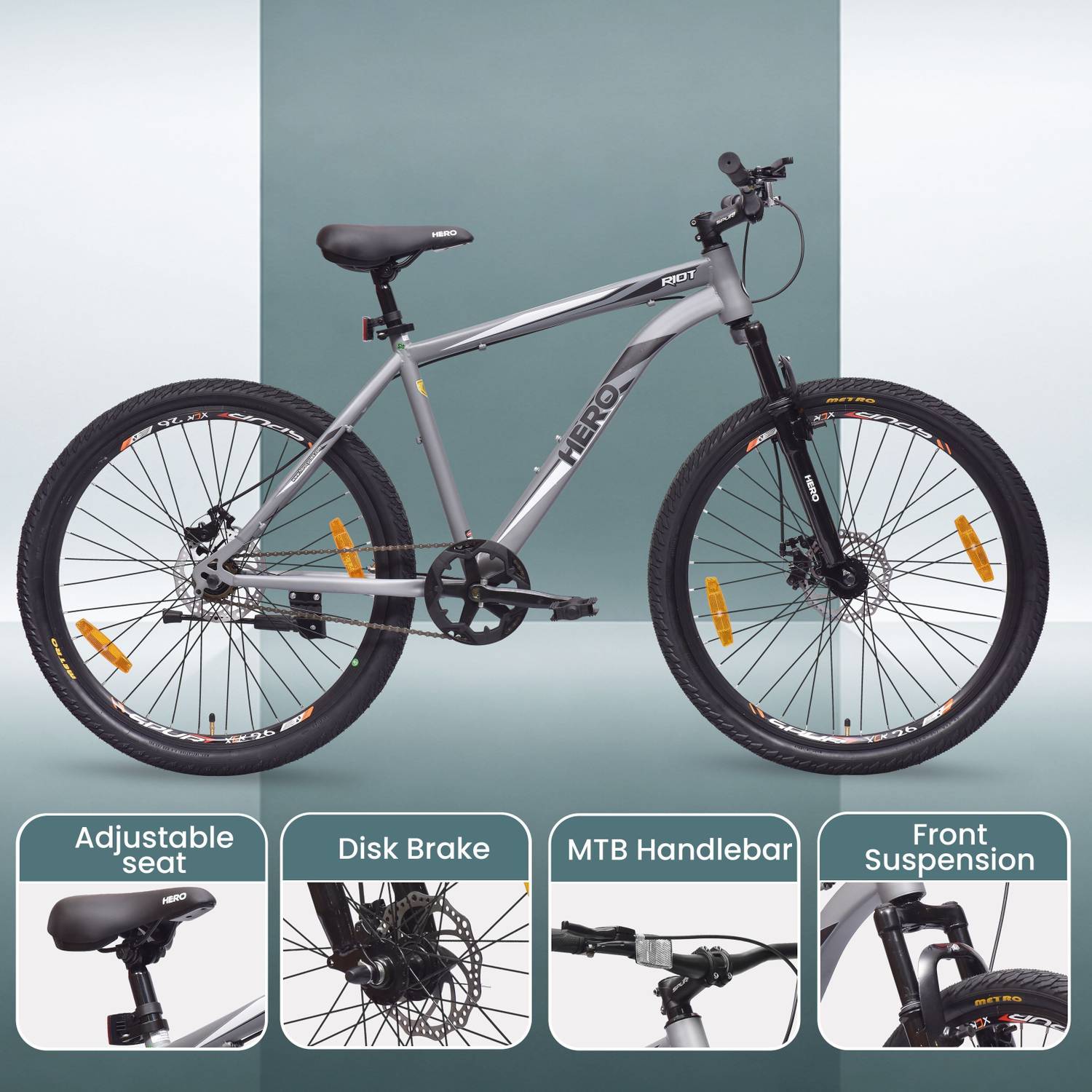 HERO Riot Grey 26T Mountain Cycle - Image 3